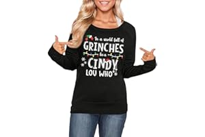 ALIREVERIE Women's Christmas Long Sleeve Ugly Cotton Graphic Top Shirt