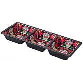 Prepara Day of the Dead 3-Section Tray, Black | Great for Dips, Sauces, Condiments & Appetizer Snacks
