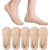 WSGALARY 5 Pack Invisible Socks for Women Non Slip Low Cut Invisible Liner Footies Thin Silk Socks for Flats Loafers Lightweight Low Cut Liner Non Slip Hidden for Women [Nude]