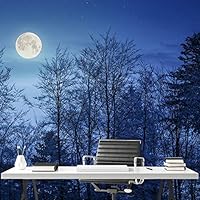 Wall Mural Snow Landscape Forest Removable Self-Adhesive Wallpaper Wall Decoration for Bedroom Living Room - 66x96 inches