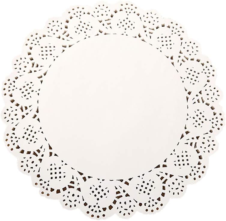 HeiHy 100 Pcs Round Lace Paper Doilies Cake Decorative Paper Placemats Table Doilies 8.5 in