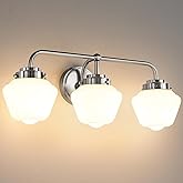 RUIYEY Bathroom Vanity Light Fixtures: 3-Lights Bathroom Lighting Fixtures Over Mirror, Brushed Nickel Vintage Wall Lights wi