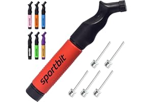 SPORTBIT Ball Pump for Sports Balls - Basketball Pump, Volleyball Pump, Football & Soccer Ball Air Pump - Hand Pump for All S