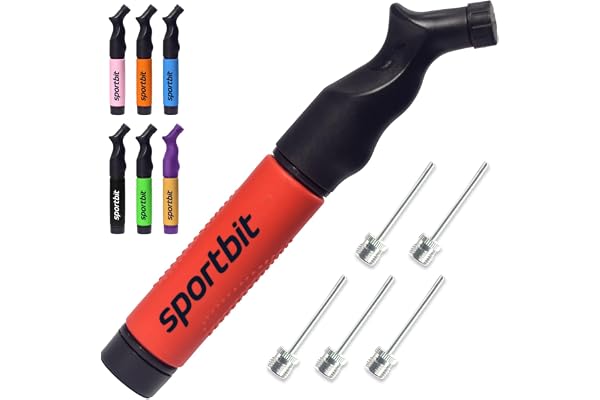 SPORTBIT Ball Pump for Sports Balls - Basketball Pump, Volleyball Pump, Football & Soccer Ball Air Pump - Hand Pump for All S