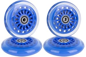 AOWISH Ride on Swing Twist Wiggle Car Polyurethane Replacement Wheels w/Bearings ABEC-9 (2 Front Wheels with Convex Hub, 2 Rear Wheels with Concave Hub) (BLUE)