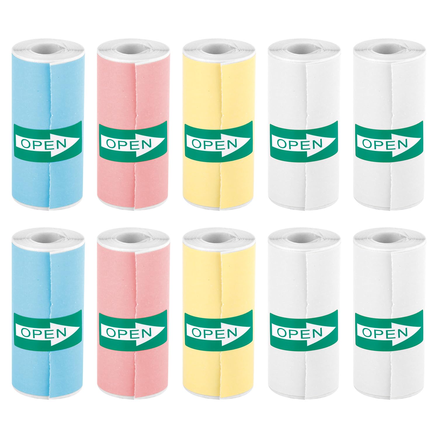 Photo 1 of 10 Rolls Self Adhesive Thermal Printer Paper, 2.17x0.98in Mini Printer Labels Sticker Paper Portable Thermal Printer Paper for Mini Printer & Kids Instant Camera (4 Colors)