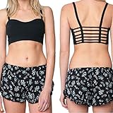 Perman Women's Sexy Crop Tank Tops Strap Vest Cut Out Shirts Summer Beach (Black)