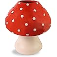 ban.do Decorative Mushroom Vase, Trendy Flower Vase, Cottagecore Room Decor, Unique Ceramic Vase for Home/Kitchen/Office Decorations