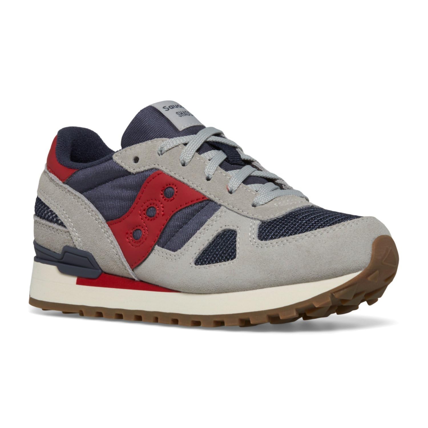 Saucony Shadow Original Sneaker, Grey/Navy/Red, 3 US Unisex Big Kid