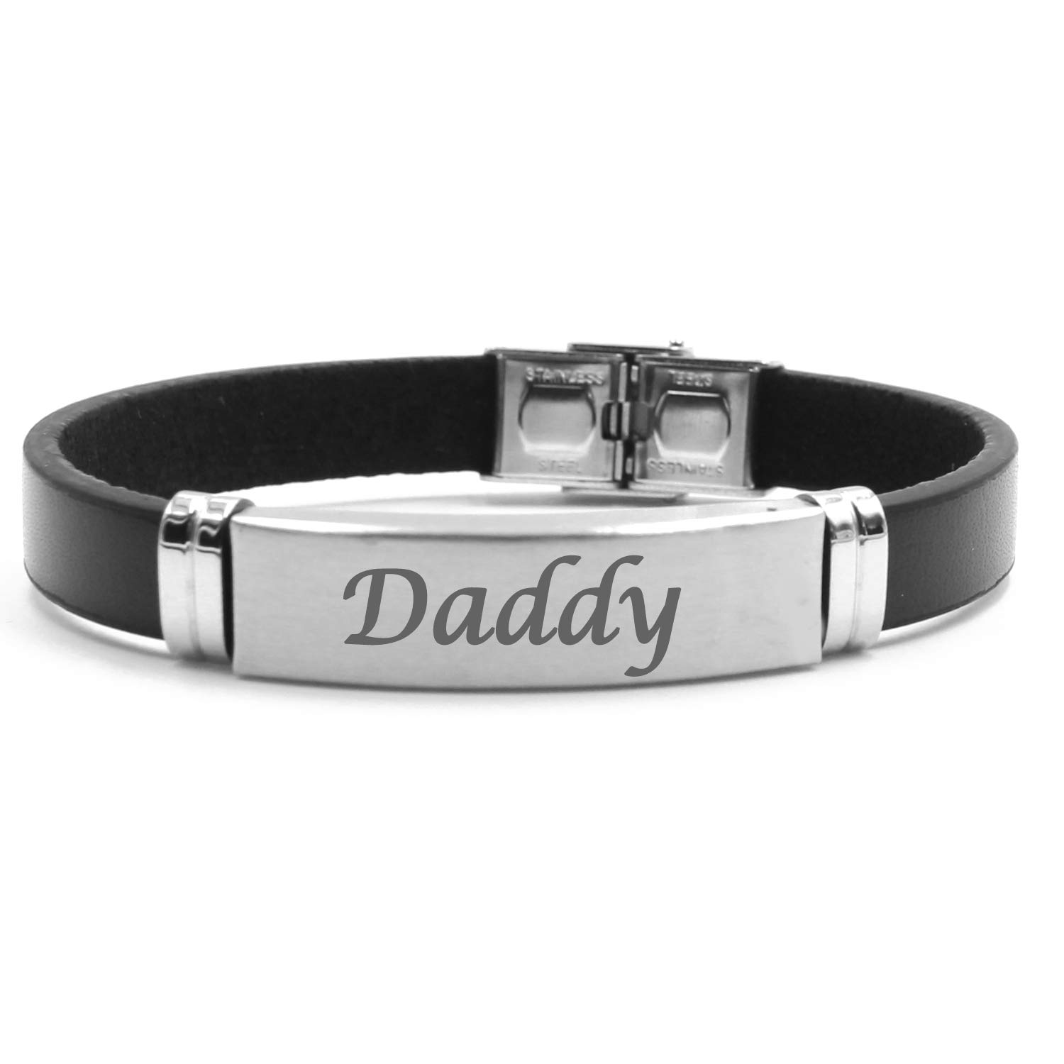 Kigu Daddy Bracelet,Black Premium Leather Bracelet, Gifts for dad,Personalised dad Bracelet,customised Jewellery for Men