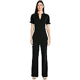 Maggy London womens Stylish Notch Neck Jumpsuit With Ruffle Sleeve Detail | Jumpsuits for Women Dressy