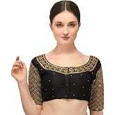 Pujia Mills Women Blouse Hand Embroidery Sequence Work Necklace Design Readymade