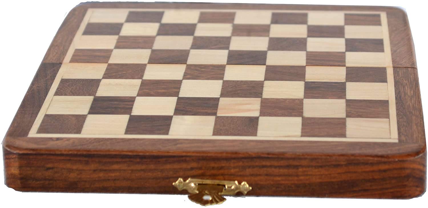 Chess Bazar - Magnetic Travel Pocket Chess Set - Staunton 7 X 7 Inch Folding Game Board Handmade in Fine Rosewood