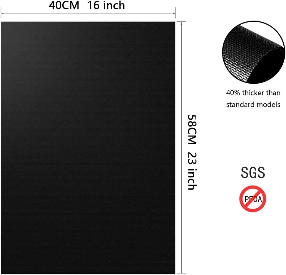 Aoocan Grill mat Set of 3, Heavy Duty 600 Degree Non Stick Grill mats for Under Outdoor Grill, BBQ mat, Reusable, Easy to Clean - Works on Gas Charcoal Electric - Cut to Any Size - 23x16 in, Black : Garden & Outdoor