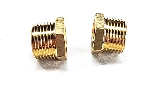 Quirkmyn 2 Pcs Brass Bushing 3/8" Male to 1/4" Female, 3/8" to 1/4" NPT Adapter Hex Reducing Pipe Adapter Fitting Brass Fitting Pipe Hose Tube Adapter Convert