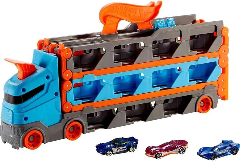 Speedway Hauler e 3 auto giocattolo in scala 1:64