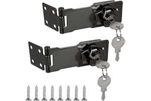 CertBuy 2 Pack 4 Inch Keyed Hasp Locks Twist Knob, Door Lock Hasp Latch with Key, Cabinet Knob Lock with Screws, Black Heavy Duty Locking Hasp for Doors, Drawers, Cabinets and Fence Safety Lock