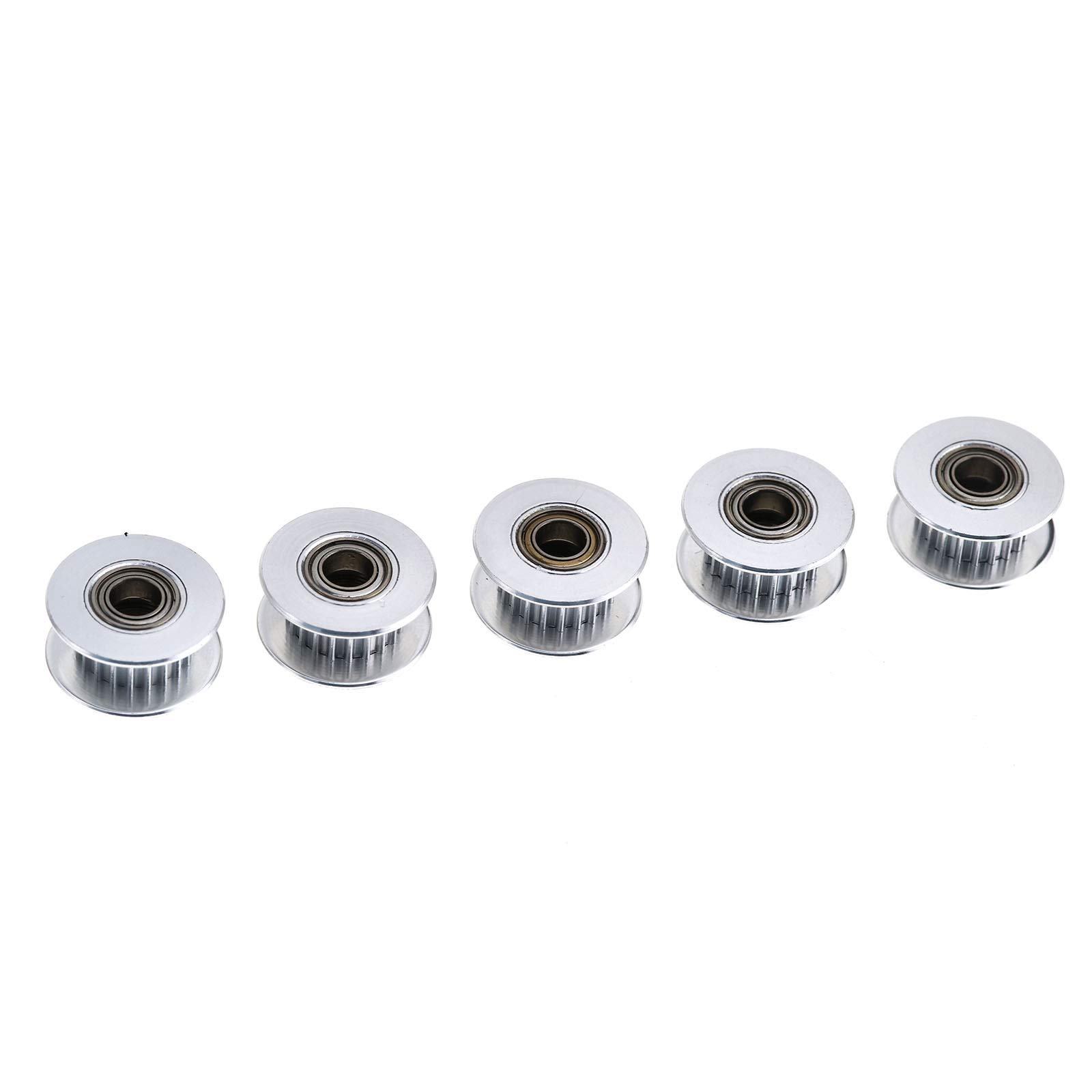 ENET YINETTECH 5x 20 Teeth GT2 Timing Belt Idler Pulley Bearing H-Shape for 3D Printer Alloy Part 6mm Width 5mm Inner Bore Hole