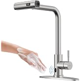 APPASO Touchless Kitchen Faucet with Waterfall Sprayer | Hands-Free Motion Sensor, Brushed Nickel Finish, Stainless Steel Construction, Single Handle Control