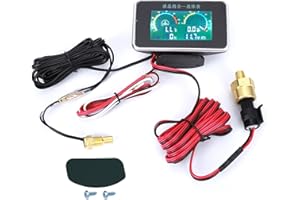 Car Instrument LCD Digital Display Voltmeter Fuel Gauge Water Temp Oil Pressure Meter 4 in 1 Multi Function Display for Autom