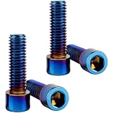 SZJIUZYD M8x25mm Bike Stem Screw Stainless Steel Allen Hex Bolts Titanium Finish for Bicycle Motorcycle Car Pack of 4 (Burnt Blue)