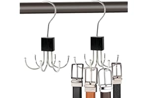 Belt Hanger, 2PCS Belt Organizer for Closet 360° Rotatable Max 48 Belt Storage Rack Space Saving Closet Organizers and Storag