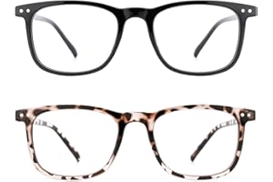 TIJN Blue Light Glasses 2 Pack Square Lightweight Computer Screen Glasses for Women Men Teens Anti Eyestrain