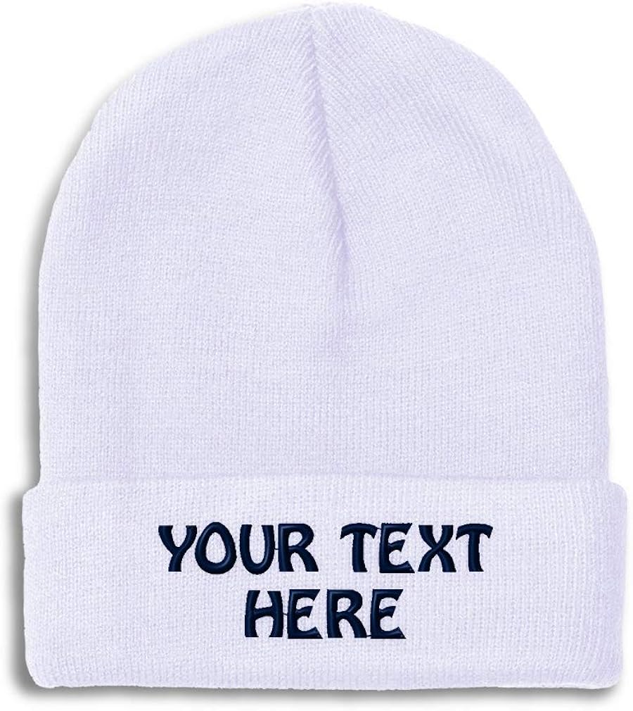 Winter Hat Beanie for Men & Women Custom Personalized Text Acrylic Skull Cap Hat