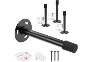 Mousike Door Stoppers, Sound Dampening Door Stop with Rubber Bumper, Wall Protetor from Door Knobs (Black 4Pack)