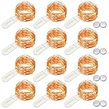 String Lights, Oak Leaf 12 Set of Micro 30 LEDs Super Bright Warm White Wire Rope Lights Battery Operated on 9.8 Ft Long Copper Color Ultra Thin String Copper Wire For Home Bedroom Party Wedding­