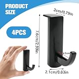 4x Headphone Hanger Black Stick-on Hook Monitor Headset Stand Strong Adhesive view 2