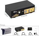 CKLau 2 Port Dual Monitor Displayport KVM Switch 4K@60Hz USB Hub Audio Cables view 7