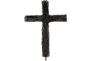 Cross Wreath, Rattan Grapevine Easter Decor - Large Door Hanger for Spring, Nativity, Wall Decoration/ 15x9