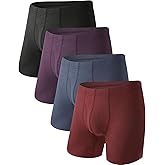 BAMBOO COOL Men's Ultra ComfortSoft Underwear, Moisture Wicking & Breathable No Ride Up Boxer Briefs with Fly, Multipack