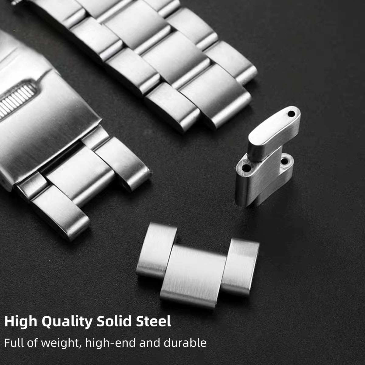 Danxancy Stainless Steel Watch Band Curved Ends Tapered 18mm 19mm 20mm 21mm 22mm 24mmFlexible Metal Watch Strap Smartwatch Bracelet Deployment Double FlipLock Buckle Silver Black Gold