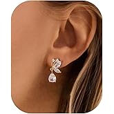 PRTGL Cubic Zirconia Earrings - 14K Gold/Whte gold/Rose Gold Plated Cubic Zirconia CZ Diamond Wedding Earrings for Women Bridal Bridesmaid