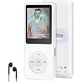 Bluetooth MP3 Player 64GB, Mini MP3 Music Players with Speaker, Supports Alarm Clock, FM Radio, Recording Function, Up to 128GB Memory Storage Extension, Earphones Included