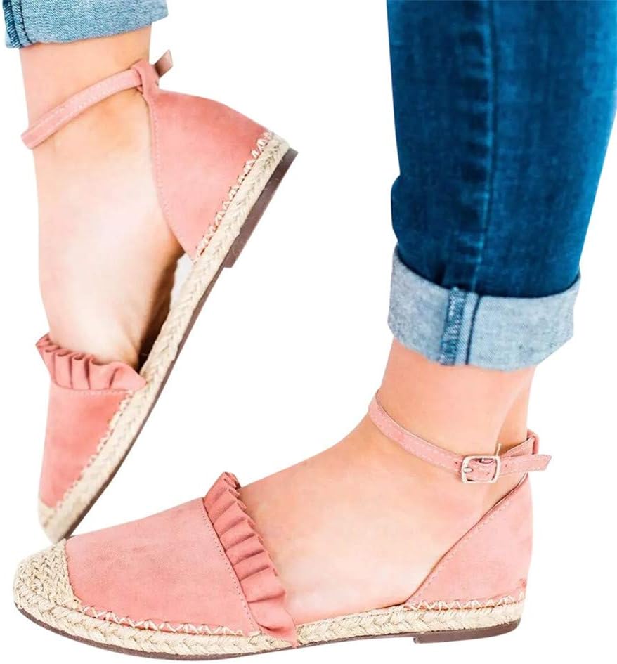 Gibobby Platform Sandals Espadrille,Women's Straps Platform Wedges Sandals Casual Summer Closed Toe Espadrilles Sandals