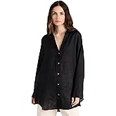 L*Space Rio Tunic for Women, Button Down Collared Shirt, Long Sleeve Top With Buttoned Cuffs, Beach Cover Up, 100% Linen