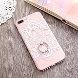 iPhone7 plus Case Finger Ring Stand - JAZ Ultra Thin Hard PC Back [3D Relief ]Silicone Case Cover With 360 Rotating Ring Grip/Stand Holder/Shockproof For iPhone 7Plus 5.5inch (Mandala White)