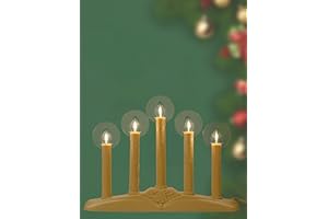 Adirxon 5-Light Christmas Window Candle Lights, Electric Plug-in Candelabra Arch for Luminous Holiday Decorations - Traditional Indoor Windowsill Taper Candle Lamp, Flameless
