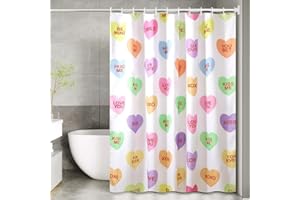 Bunny Chorus Valentines Shower Curtain, Valentines Day Decor Candy Heart Shower Curtain, Colorful Curtain Sets, Waterproof Fabric Bathroom Curtains for Valentines Day Decorations 72 x 72 Inches