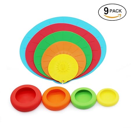 Tapas de succión de silicona Set de 5 para cuencos Microondas ...