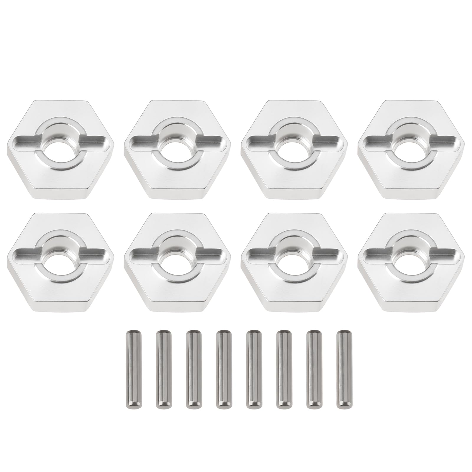 VGOL 8Pcs 12mm Metal Wheel Hex for 14209 14210 16440 4x5x12mm Silver