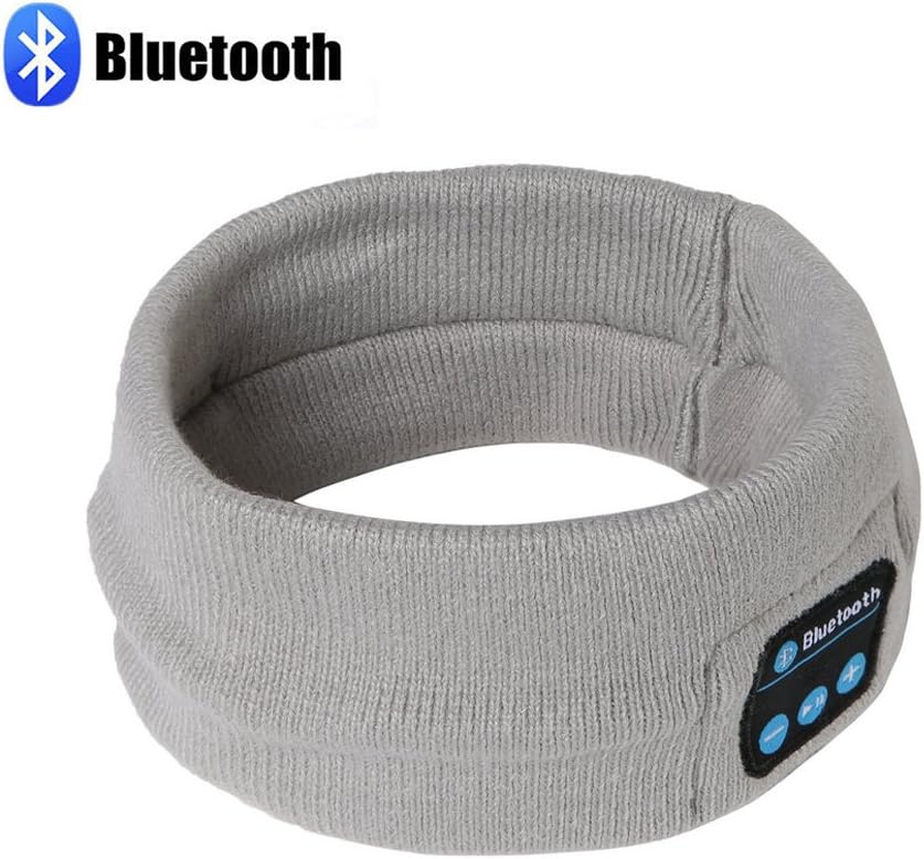 Wireless Sport Headband Headphones for Women Man, Pococina Unisex Music Headband with Built in Earphones for Jogging, Playing Tennis, Gym, Yoga, Walking Dogs (Light Gray)