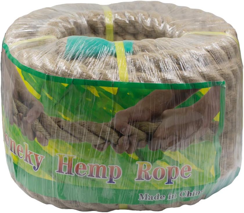 Aoneky Jute Rope - 1.18/1.5 Inch Twisted Hemp Rope for Crafts, Climbing, Anchor, Hammock, Nautical, Cat Scratching Post, Tug of War, Decorate (1 inch x 48 Feet) - - 