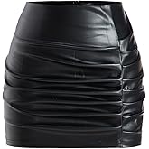 winkbay Women's Faux Leather Mini Pencil Skirt Y2k Ruched High Waisted Bodycon Going Out Club Skirts