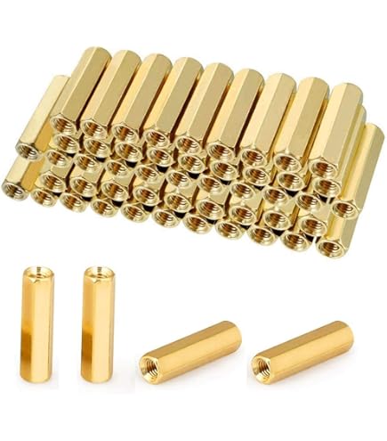 thumbnail image 2 of 100pcs Brass Straight PCB Pillar Female Thread Hex Standoff Spacer M3x5x14mm 2 of 11