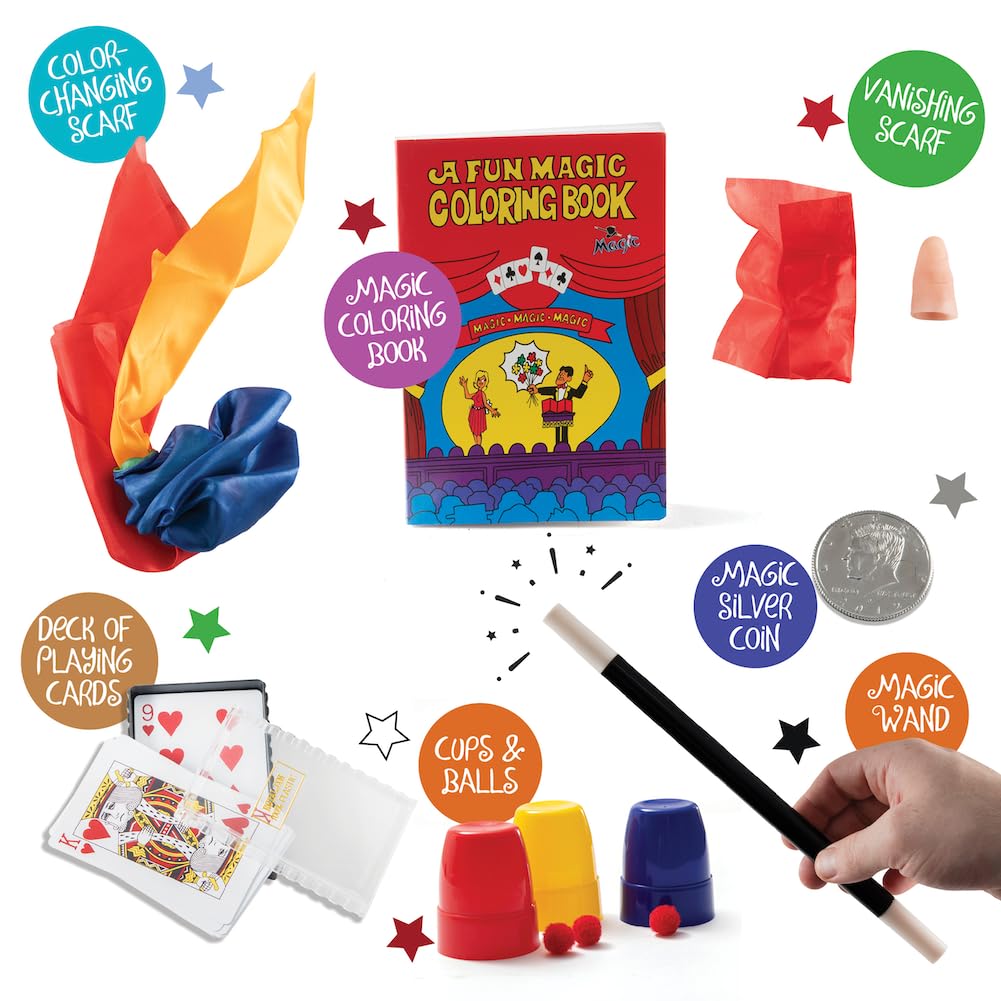PREXTEX Magician Costume Kids Kit - Magic Tricks Games Toy with Magic Costume Includes Top Hat, Cane, Cape, Wand Kit