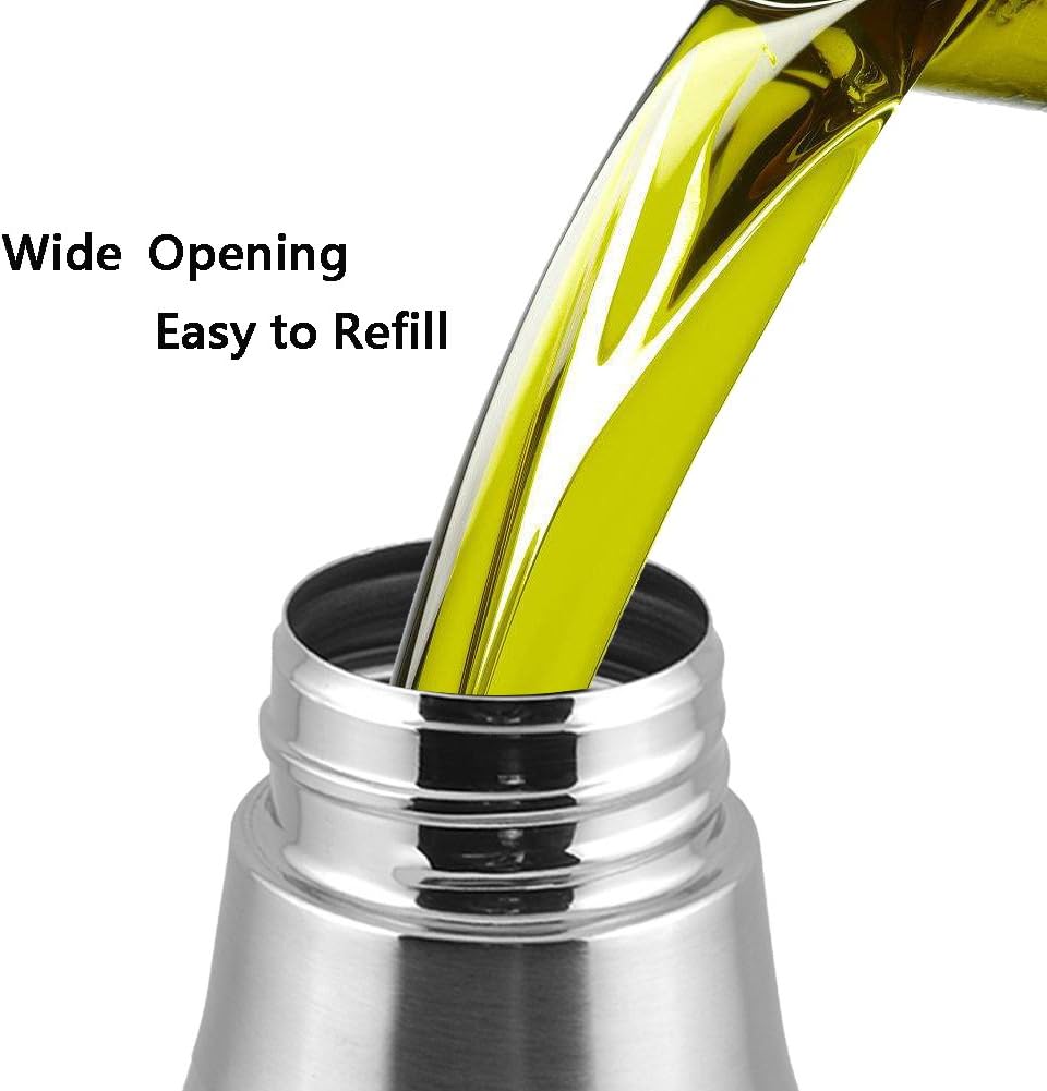 Flyboo Olive Oil Dispenser 17oz Oil Bottle Stainless Steel Leak Proof Olive Oil Decanter for Kitchen (500ML): Kitchen & Dining